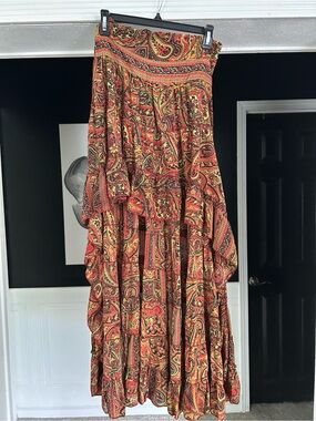 EARTHBOUND Multicolor Paisley Maxi Skirt in Red, Gold & Green